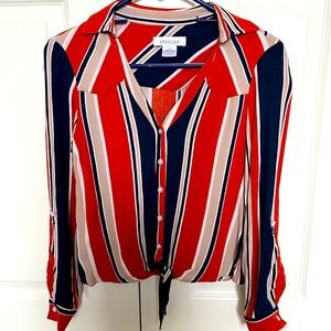 Abbeline button down blouse with front tie